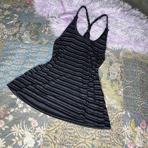 Black & Grey Striped Muscle Shirt Crossed Straps